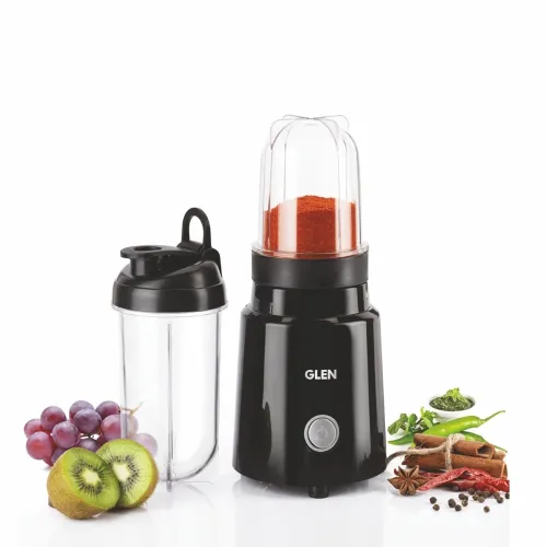 Image of Glen Active Blender 350 Watt, 2 Unbreakable Jars with Sipper Cap, Stainless Steel Blades, Mixer Grinder Juicer, for Dry 