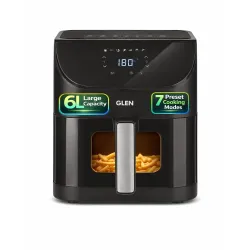 Glen Digital Air Fryer 6L | 1500W | Temperature & Timer Control |7 Preset Menu & Digital Display | Multi-Function Glass Airfryer, Bake, Grill, Fry & Roast | Auto Shut Off | Non Stick Basket....