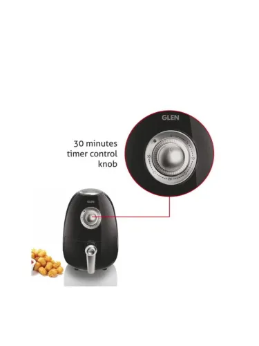 Image of GLEN SA 3045 Black & Silver toned 800 Watt Mini Air Fryer- 2 L