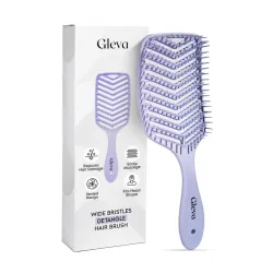 Gleva Curved Vented Hair Styling Detangler Brush - Wet & Dry Hair, Scalp Massager, Fast Blow Drying