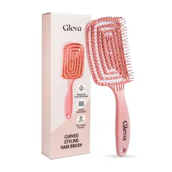 Gleva Detangler Brush, Curved Vented Wet & Dry Comb for Fast Blow Drying, Detangling for All Hair Types, Scalp Massaging