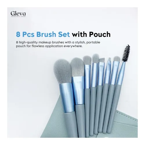 Image of Gleva Makeup Brush Set 8pcs with Pouch