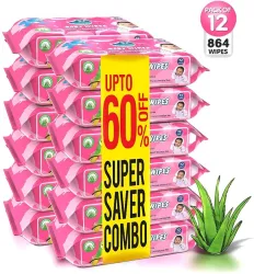 GLIDER Baby Wipes with Aloe Vera & Vitamin E (864 Wipes)