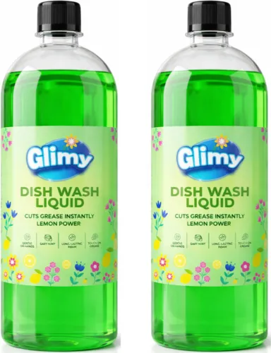 Image of GLIMY Dishwash Liquid Powerful Grease Remover (Lemon, 1.8 L)
