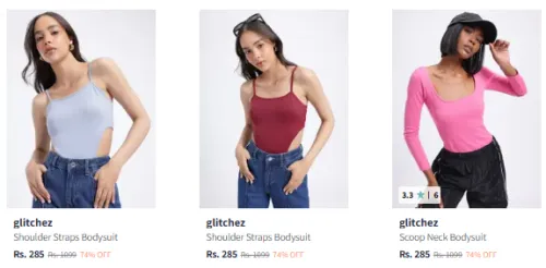 Image of Glitchez Fitted Bodysuit at Minimum 70% Discount