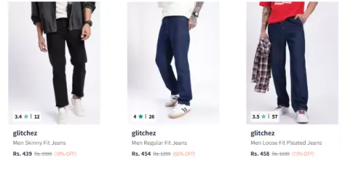 Image of Glitchez Men Jeans Minimum 70% Discount