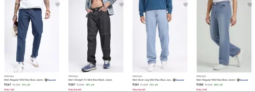 Image of Glitchez Men's Jeans at minimum 70% Discount