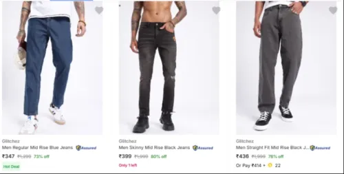 Image of Glitchez Men's Jeans upto 80% discount 