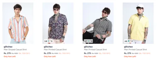 Image of Glitchez Men's Shirts at Minimum 80% Discount 