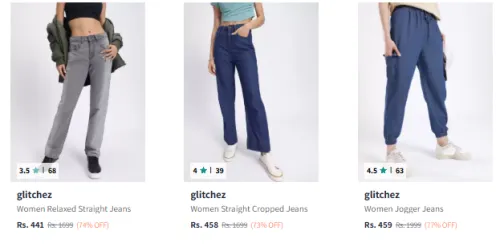 Image of Glitchez Women Fashion Jeans Minimum 70% Discount