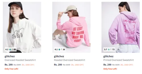 Image of glitchez Women's Hoodies at ₹299