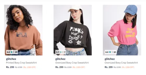 Image of Glitchez Women's Sweatshirts at ₹299