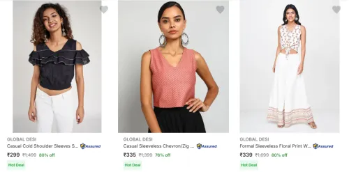 Image of Global Desi Women's Tops upto 80% Discount