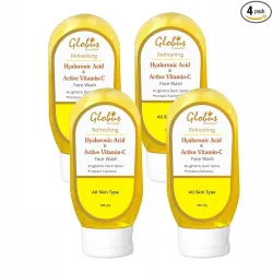 Globus Remedies Refreshing Anti Ageing Face Wash with Hyluronic Acid and Vitamin C - 100 ml (Pack of 4)