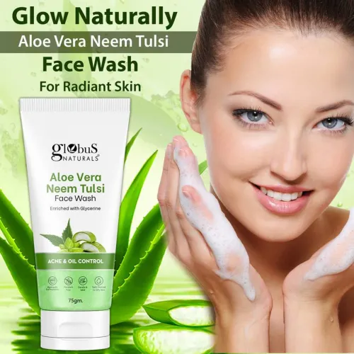 Image of Globus Naturals Aloe Vera Neem Tulsi Face Wash 75g​