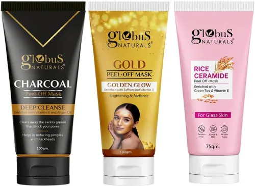 Image of Globus Naturals Charcoal, Gold & Rice Peel Off Mask Combo Pack