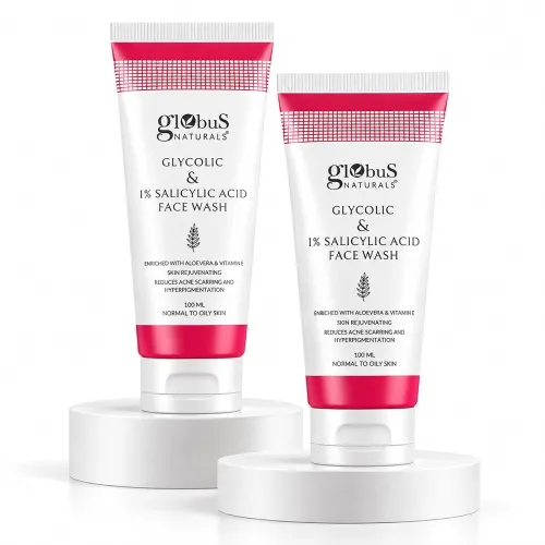 Image of Globus Naturals Pimple Clear Glycolic & 1% Salicylic Acid Face Wash (100ml) (Pack Of 2)