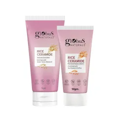 Globus Naturals Rice Ceramide Glowing Skin Face Care Combo, Set of 2, Face Cream 50 gm & Face Wash 75 gm