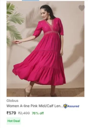 Image of Globus Women A-line Pink Midi / Calf Length Dress