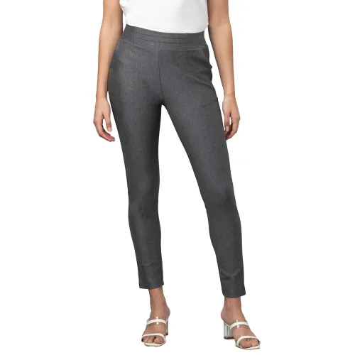 Image of Globus Women Grey Melange Solid Classic Jeggings