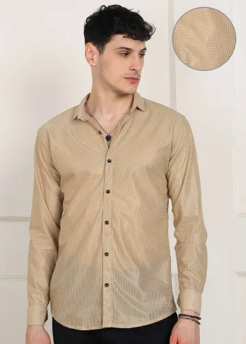 Image of GLOREN Men Slim Fit Solid Spread Collar Casual Shirt Flat 80% Discount.
