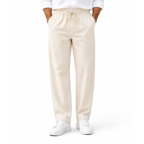 Image of GLOSY Linen Pants for man || Relaxed Fit Casual Trousers for Men || Men's