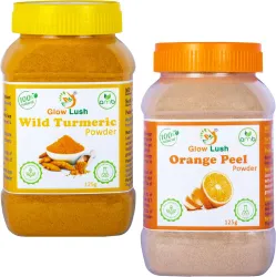 Glow Lush Pure Wild Turmeric (Kasturi Haldi) and Orange Peel Powder for Face (125g Each) (250 g)