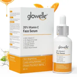 Glowelle 20% Vitamin C Face Serum for Skin Brightening | Reduces Dark Spots, Dull Skin & Uneven Tone | Boosts Collagen P