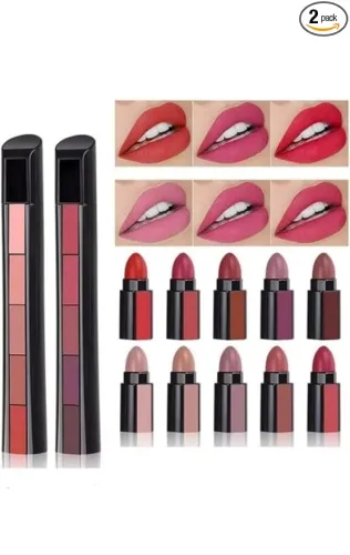 Image of Glowhouse Fab 5 in 1 Matte Lipstick Combo (Red & Nude Shades)