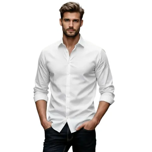 Image of Glowic Men's Plain Casual Shirt | Cotton Soft & Breathable Fabric | Full Sleeve Comfort Fit Stylish Solid Shirts for Off