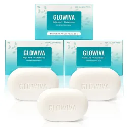 Glowviva Kojic Acid + Glutathione Soap For Skin Brightening With Vitamin C,E Arbutin, Liquorice Extracts Pack Of 3 (75g 