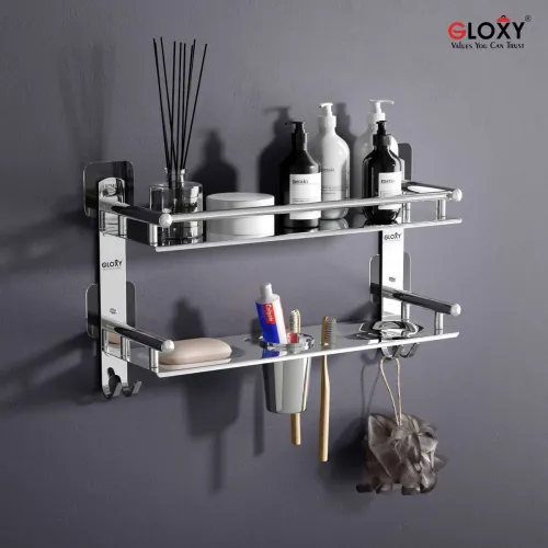 Image of GLOXY 4-in-1 Adhesive Bathroom Shelf Set