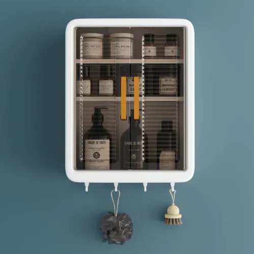 Image of GLOXY Plastic No‑Drill Self‑Adhesive Bathroom Cabinet