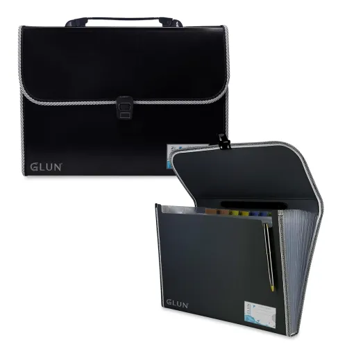 Image of GLUN® 13 Pocket Expanding File Folder with Handle & Buckle Closure for A4 Size Documents – Portable Accordion Folder Org