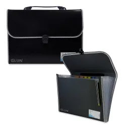 GLUN® 13 Pocket Expanding File Folder with Handle & Buckle Closure for A4 Size Documents – Portable Accordion Folder Org