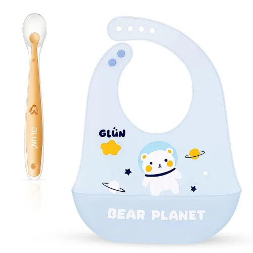 Image of GLUN® 1 Soft Feeding Spoon & 1 Piece Bibs