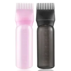 GLUN® 2 Piece Hair Dye Comb Bottle, Anti-dandruff Soft Silicone Bristle for Hair Dye Applicator, 120ML Bottle, Hair Colo