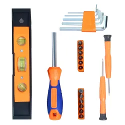GLUN® 22-in-1 Screwdriver Set, includes Pliers, Allen Keys, Stanley Screwdriver, Aluminum Spirit Level & 12 Screwdriver 