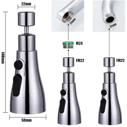GLUN 360° Kitchen Sink Tap Spray Head With 3 Functions Tap Attachment Spray Tap .