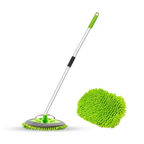 Image of GLUN® 360° Rotating Microfiber Mop with Extendable Handle Brush 