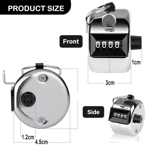 Image of GLUN® 4-Digit Counter, Hand Steps Counter, Durable Metal Design Counter