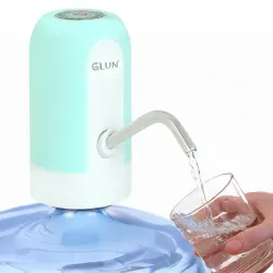 GLUN® Automatic Portable Water Dispenser Pump, Rechargeable Turquoise Water Can Suction Pump with USB Type-C Cable, Compatible with 5–20 L Bottles