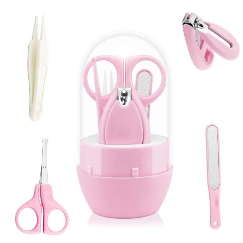 Image of GLUN® Baby Care Set Capsule Shape Pack 4-in-1 (Anti-Pinch Nail Clipper, Scissor, Nail File, Tweezer)