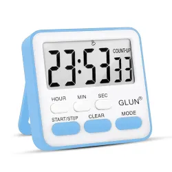 GLUN® Digital Kitchen Timer with Clear Loud Alarm for Cooking, Stop Watches Timer Clock with Alarm & Magnetic Back, LCD 