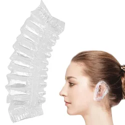 GLUN® Disposable Ear Protectors, Pack of 100, Waterproof Ear Covers for Hair Dye, Shower, Bathing, Ear Protecter Elastic