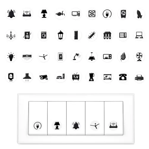 Image of GLUN® Electric Board Switch Stickers 38 Icons 600 Stickers Set 