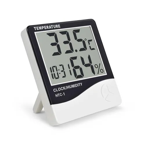 Image of GLUN® HTC-1 Digital Wall Clock Hygrometer Thermometer with Humidity Meter