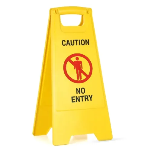 Image of GLUN® Caution Sign Board No Entry, Size 24 * 15 * 12 Inch Bright Yellow Colour Clear & Bright Font PP Material, UV Resis