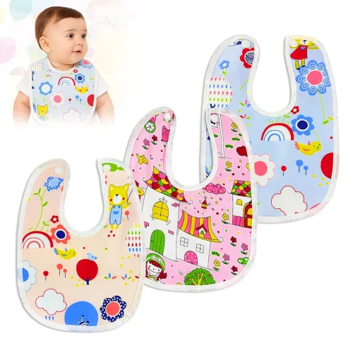 Image of GLUN® Pack of 3 Cute Print Baby bibs