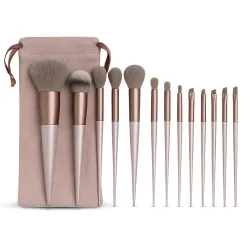 GLUN® Professional Makeup Brushes 13 Piece Set Brown Colour